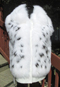 Bleached white fox with black Spots and White Leather Vest